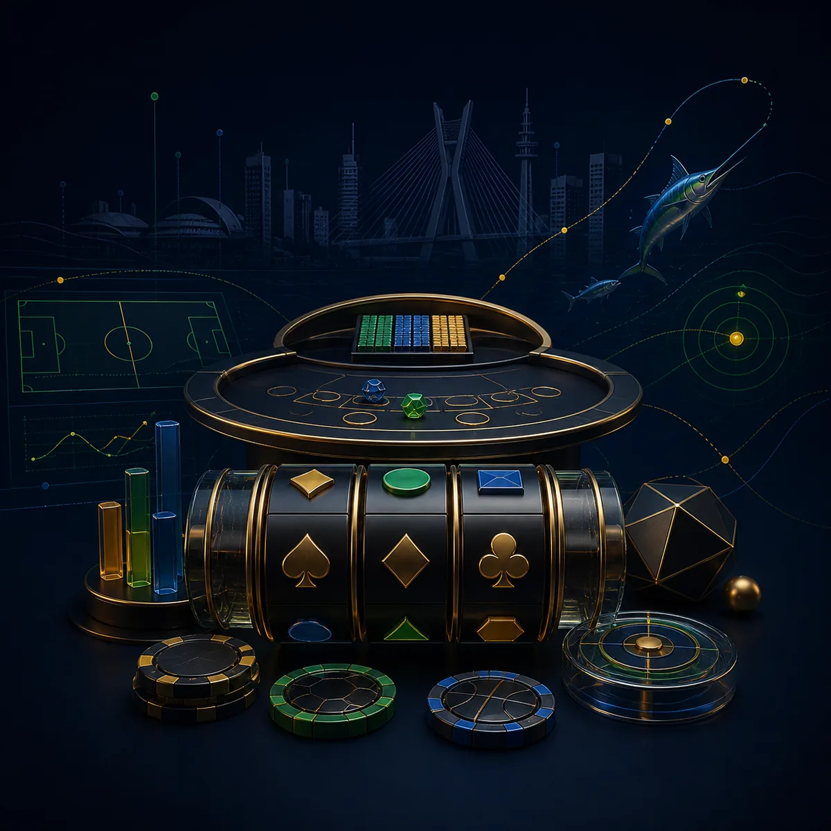 Ecossistema visual da 5500bet com jogos, pesca, bacará e esportes